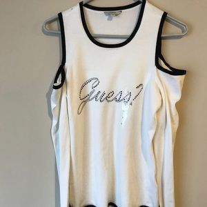 Guess white cold shoulder top